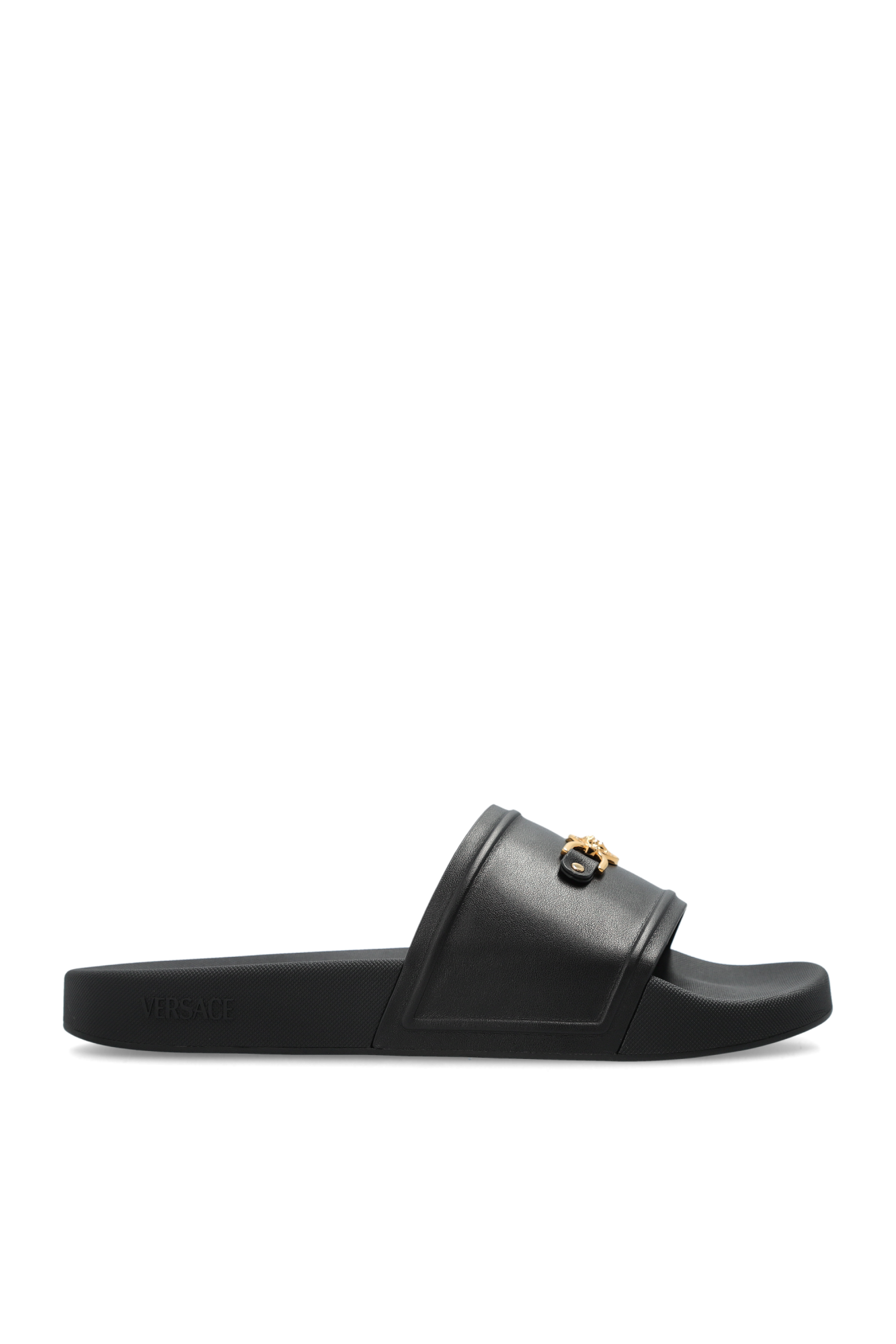 【関税＆送料込み】Versace Black Rubber Slippers Versace Men's Black 